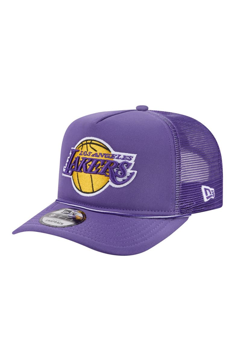 New Era Men's New Era Purple Los Angeles Lakers Faded Foam Front 9FIFTY A-Frame Adjustable Trucker Hat, Main, color, Purple