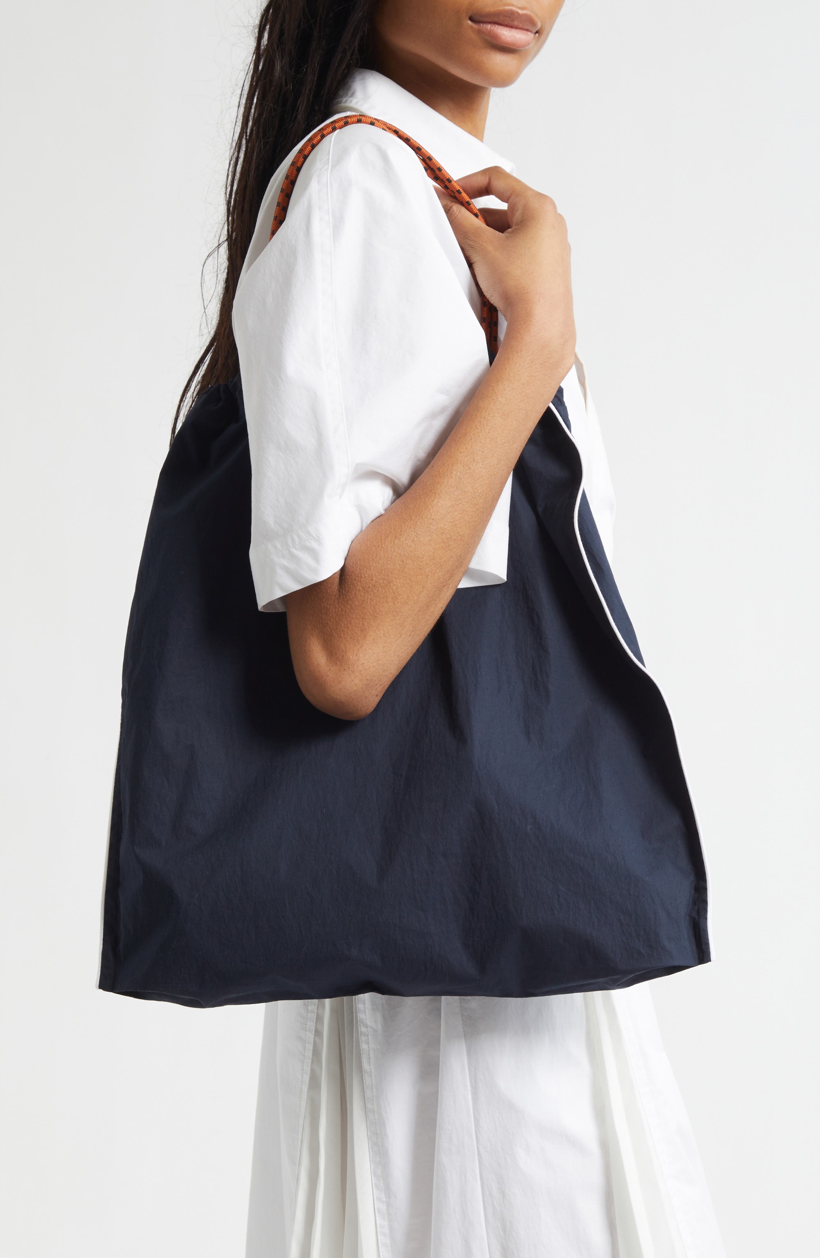 PLAN C Cotton Shopper Tote, Alternate, color, Blue Black