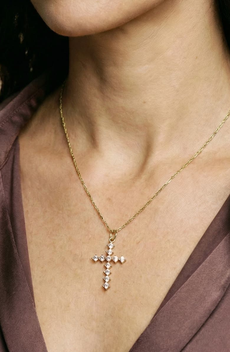 ARGENTO VIVO Cubic Zirconia Cross Pendant Necklace, Alternate, color, 