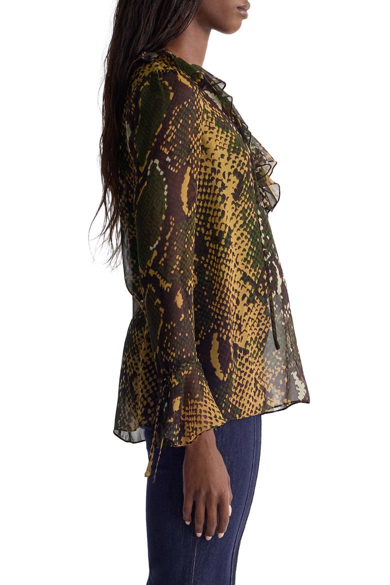 Paola Ruffled Neck Top, Alternate, color, SERPENTE CARAWAY