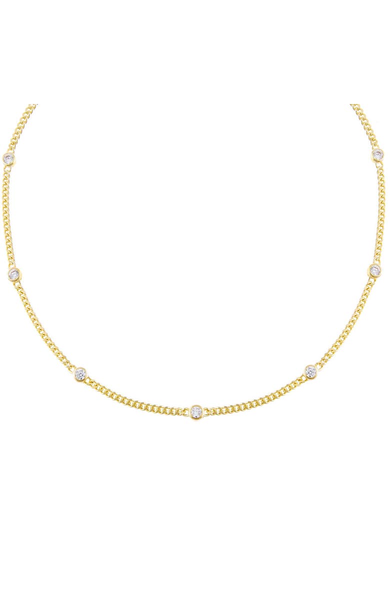 BY ADINA EDEN CZ Bezel Cuban Chain Choker, Main, color,