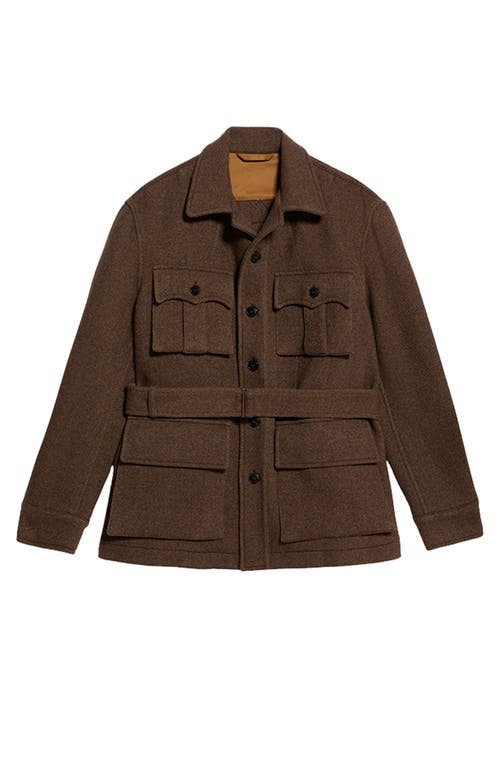 Fortela Carlo Sahariana Wool Jacket In Brown