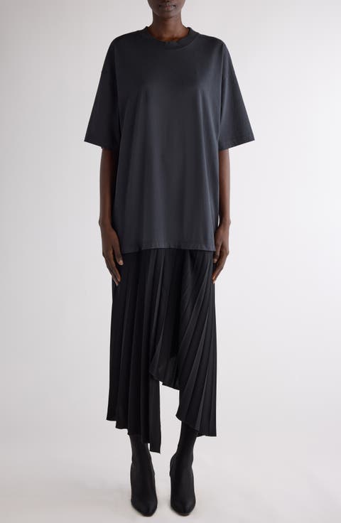 【BALENCIAGA】フリンジ ラップコート ブラック shirt with rhinestone logo Balenciaga
