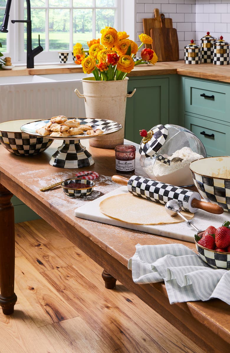 MACKENZIE CHILDS Cookie Jar with Courtly Check Lid, Alternate, color, Black/ White