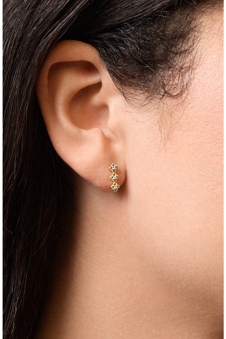 Mykonos 18K Yellow Gold Diamond Quatrefoil Stud Earrings, Alternate, color, 18K YELLOW GOLD