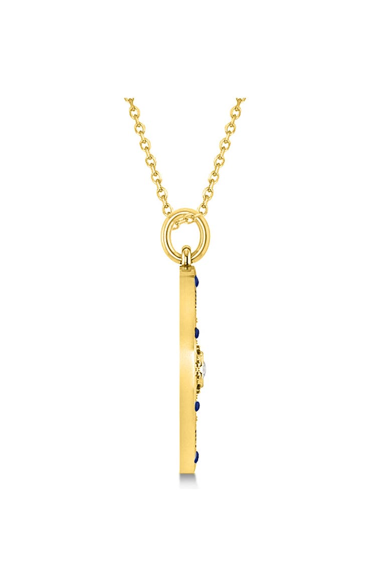Compass Necklace Pendant Diamond Accented 14k, Alternate, color, Blue Sapphire,Yellow Gold