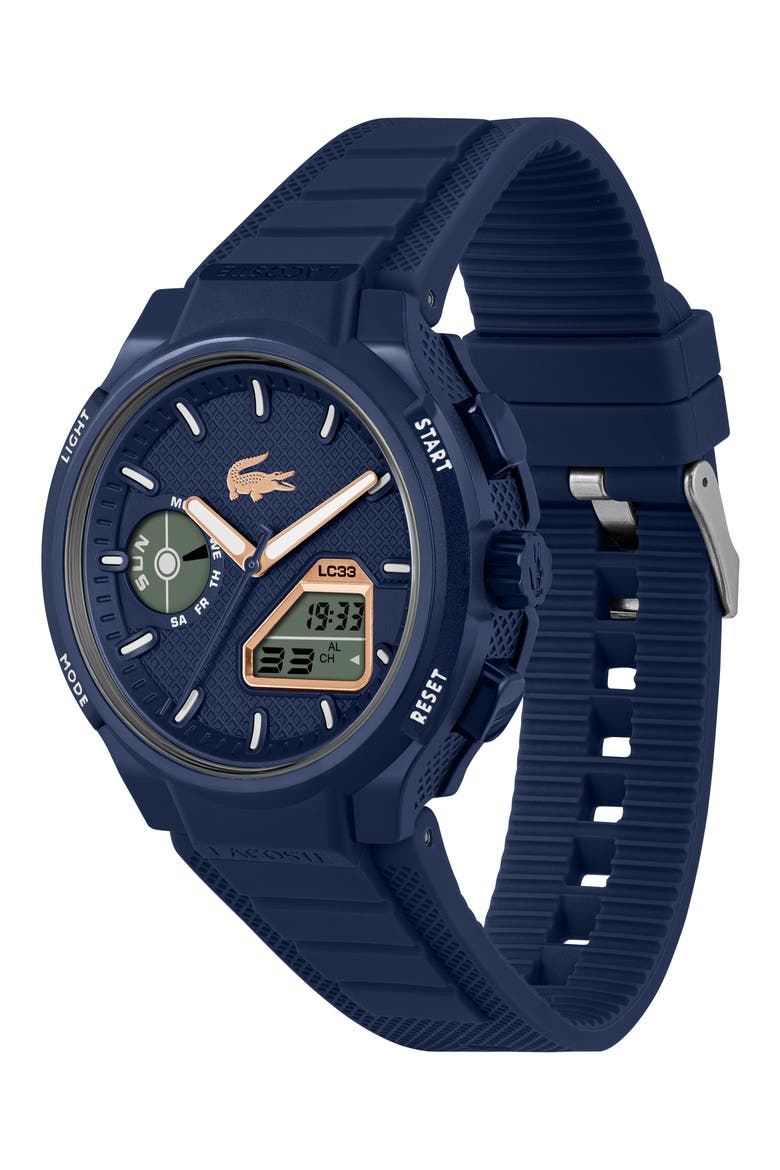 LC33 Silicone Strap Watch, 45mm, Alternate, color, NAVY