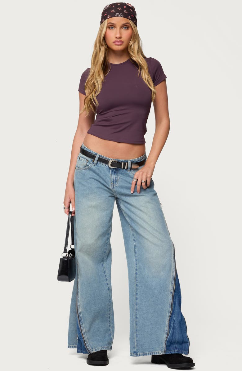 EDIKTED Tay Stretch Crop Top, Alternate, color, Purple
