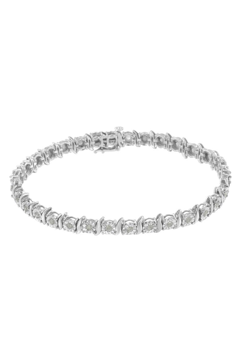 Silver 1.0 Ctw Diamond S-Curve Link Miracle-Set Tennis Bracelet, Alternate, color, Silver