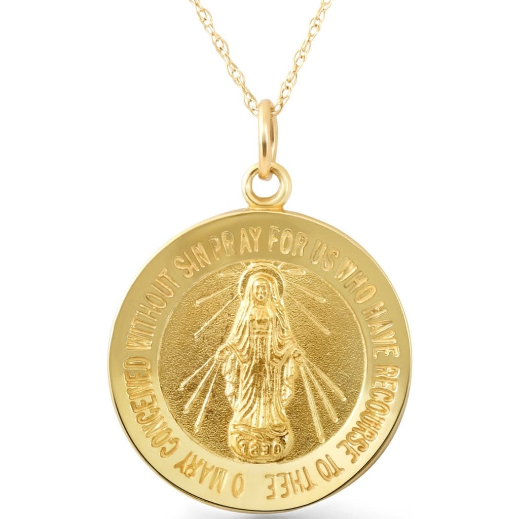 Bliss Diamond 14k Gold St. Mary Medal Pendant 1" Tall 4 Grams In Yellow Gold