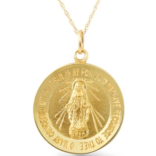 Bliss Diamond 14k  Gold St. Mary Medal Pendant  1" Tall 5.5 Grams In Yellow Gold