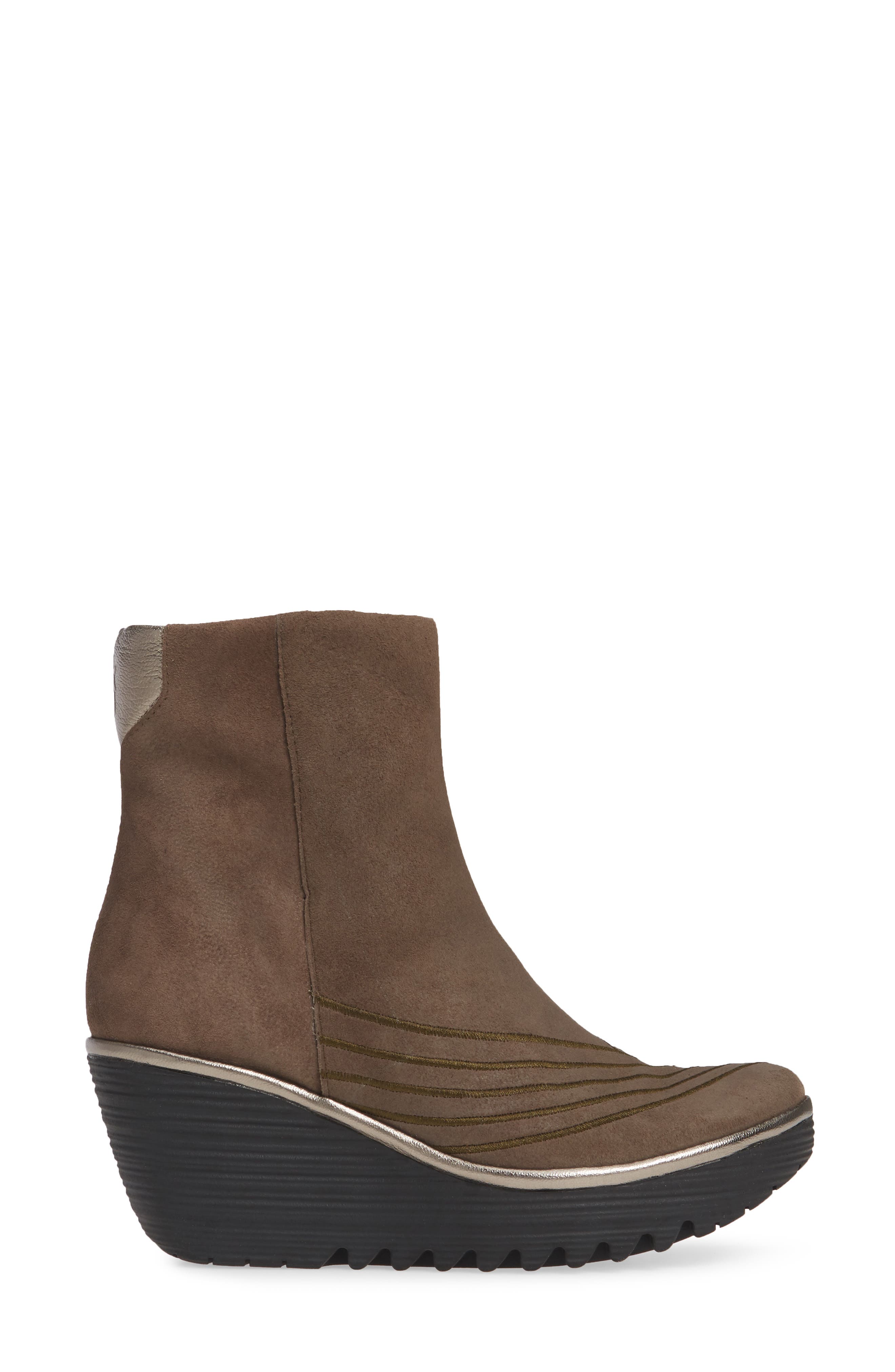 Yeni Platform Wedge Bootie, Alternate, color, GREY/ BRONZE LEATHER