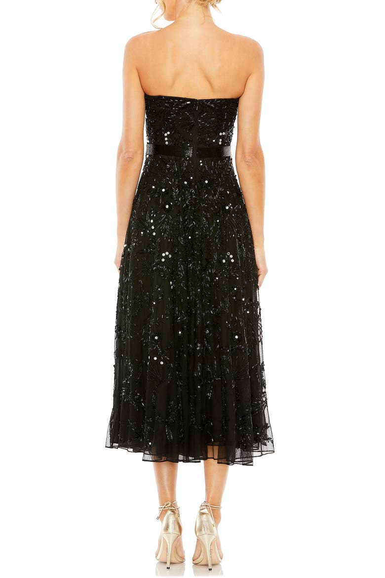 Hand Embellished Strapless A Line Dress, Alternate, color, BLACK