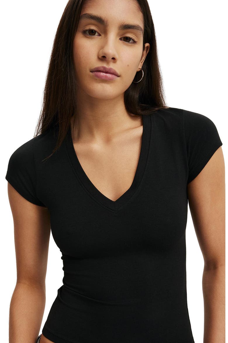 Women's All Day Deep V Ss Tee, Alternate, color, Black