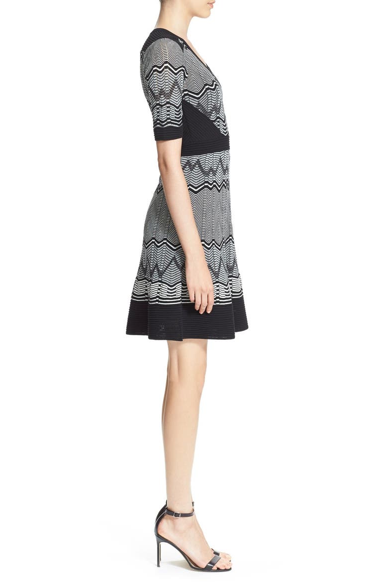 Zigzag & Wave Knit Dress, Alternate, color, BLACK