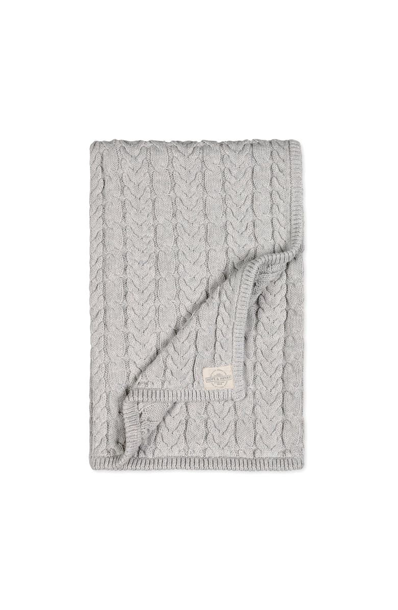 Hope & Henry 0 Organic Cable Knit Baby Blanket Unisex, Main, color, Light Gray Heather Cable
