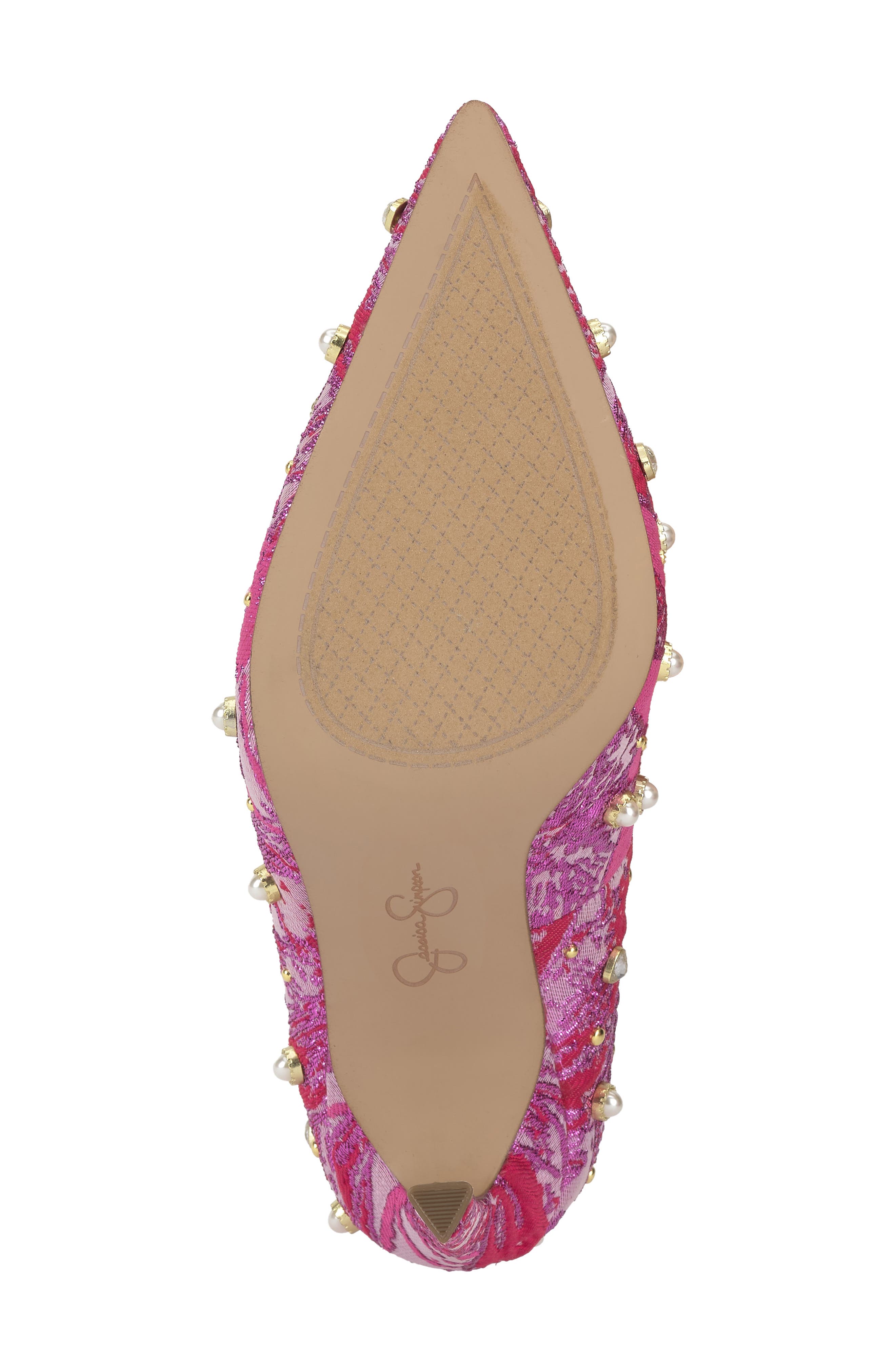Jessica Simpson Welica Embellished Jacquard Pump, Alternate, color, Pink/ Red