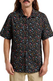 Quiksilver Ditsy Mini Classic Floral Short Sleeve Cotton Button-Up Shirt
