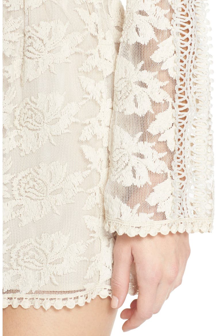 Open Back Lace Romper, Alternate, color, NATURAL