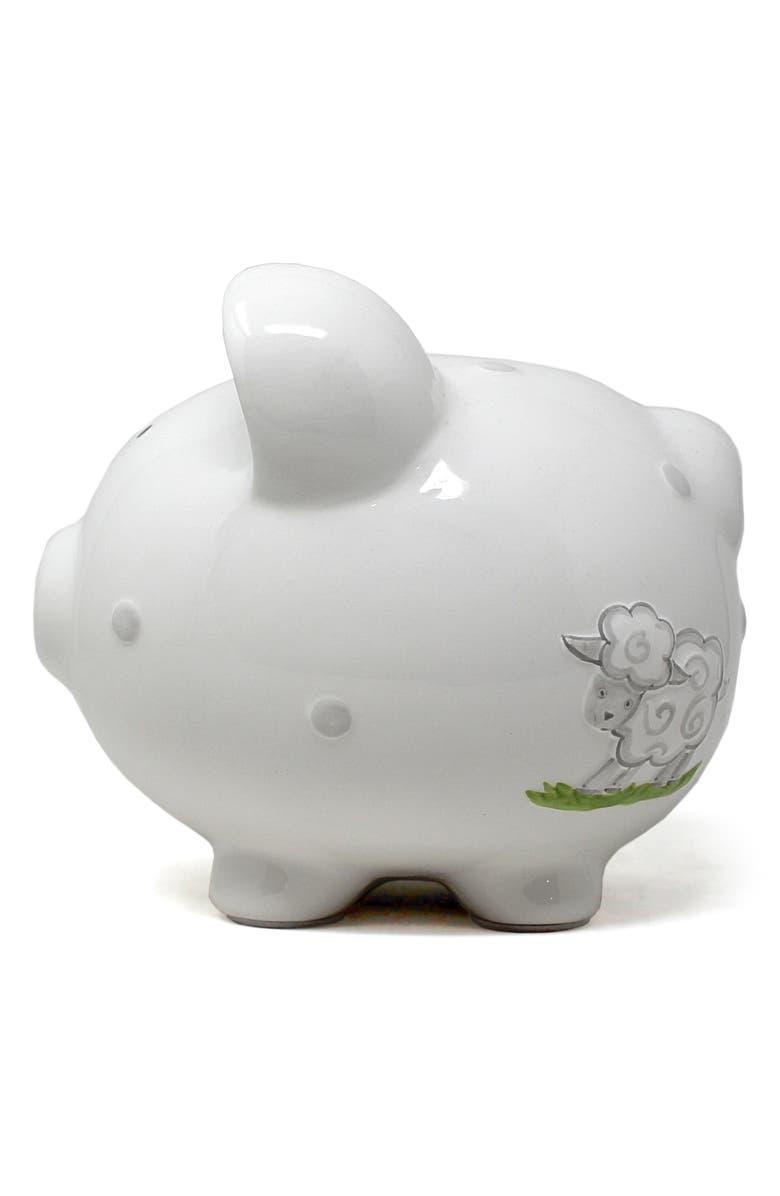 Child to Cherish Lambs Ceramic Piggy Bank, Alternate, color, White