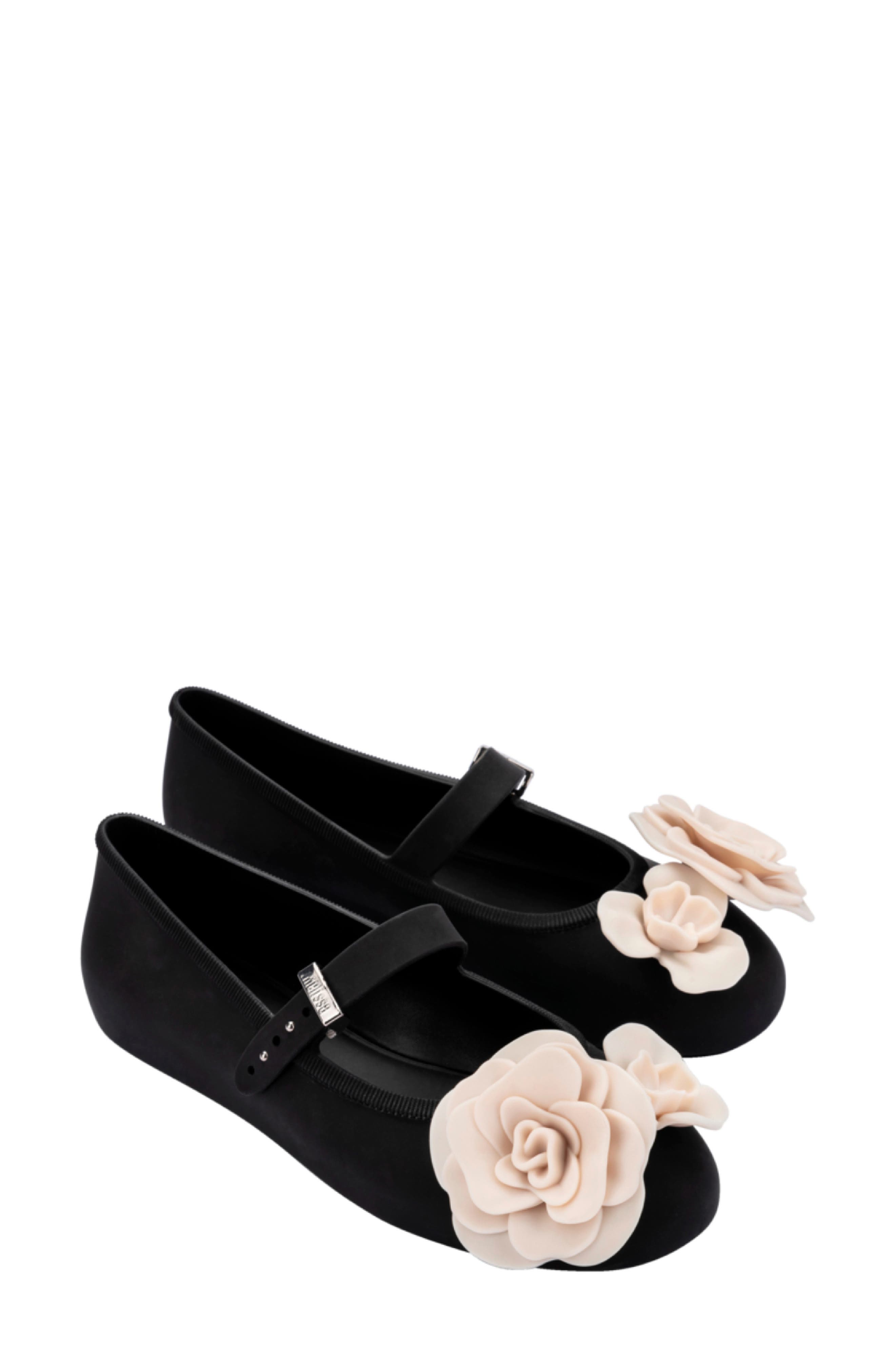 Melissa Soft Ballerina Petals Mary Jane Flat, Main, color, Black