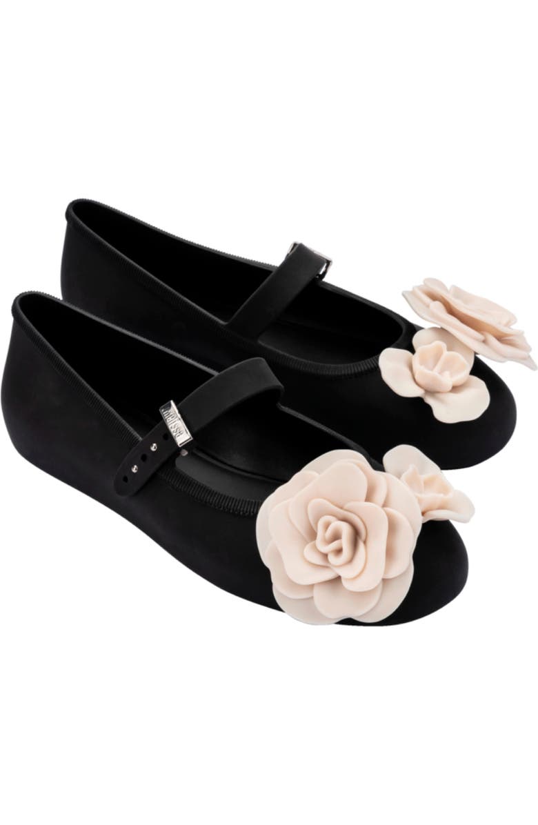 Melissa Soft Ballerina Petals Mary Jane Flat, Main, color, Black