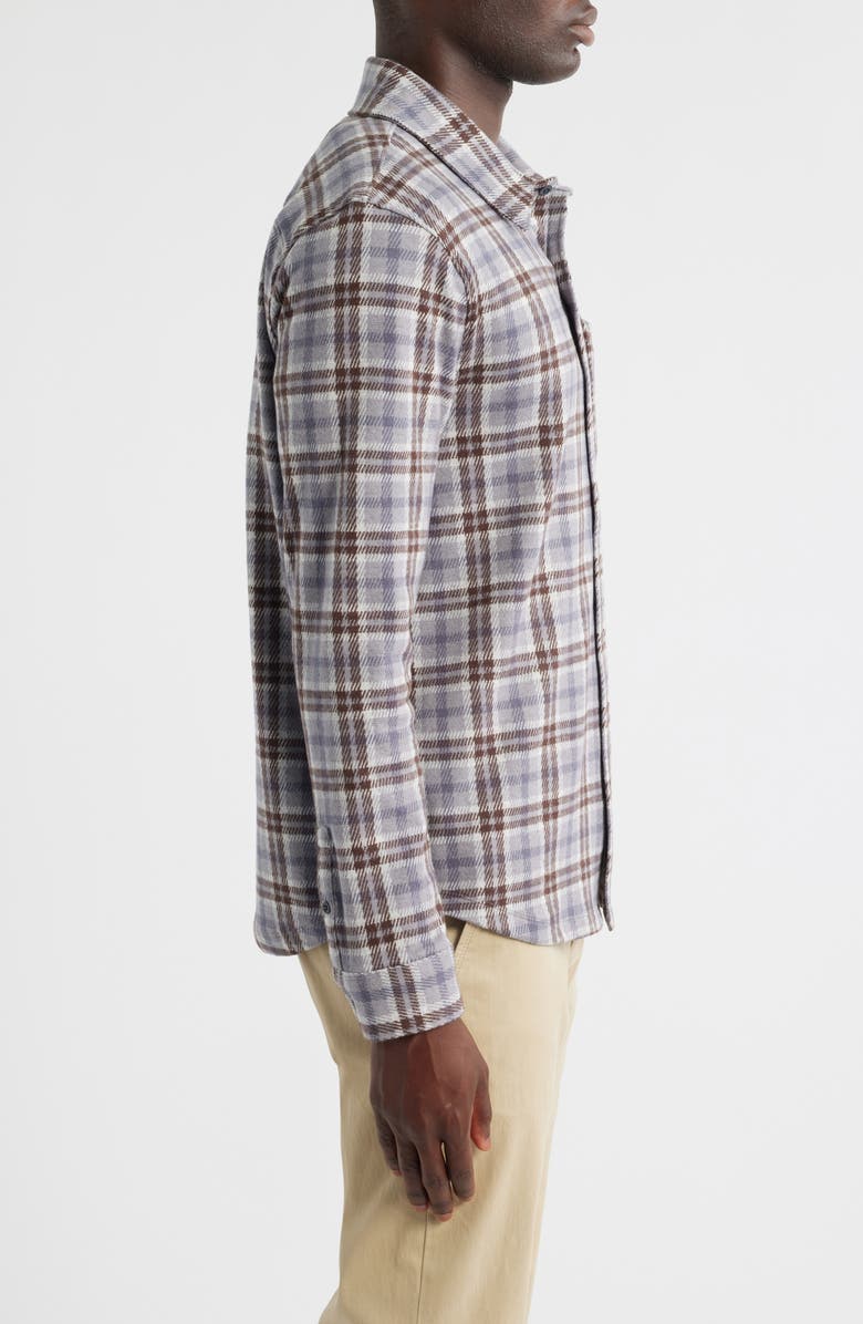 Vince Plaid Knit Shirt Jacket, Alternate, color, Heather Fog Combo