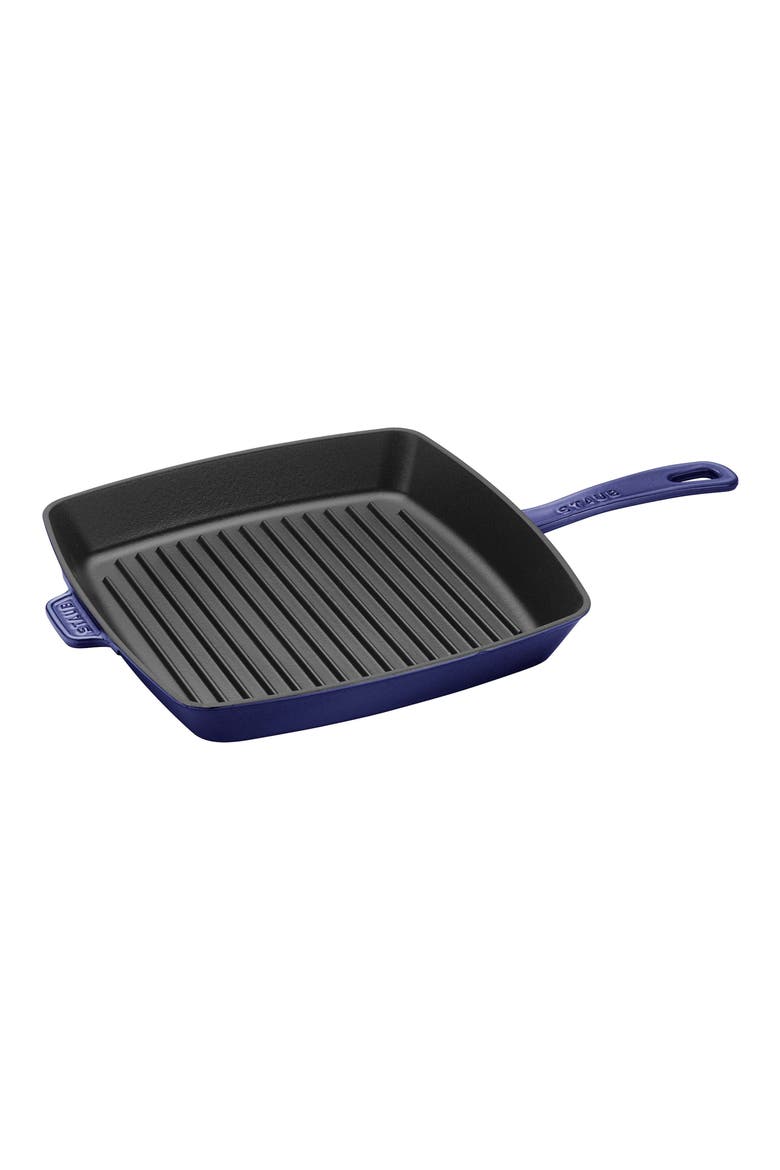 12-Inch Enameled Cast Iron Grill Pan, Main, color, DARK BLUE