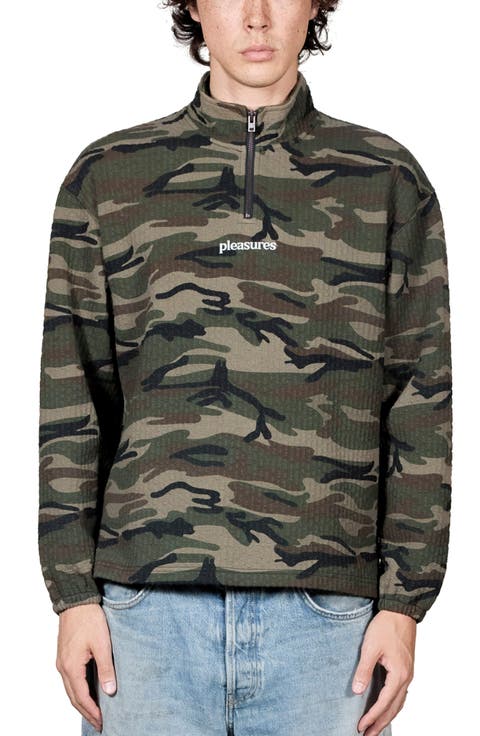 Textured Camo Quarter Zip Pullover