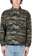 PLEASURES Textured Camo Quarter Zip Pullover