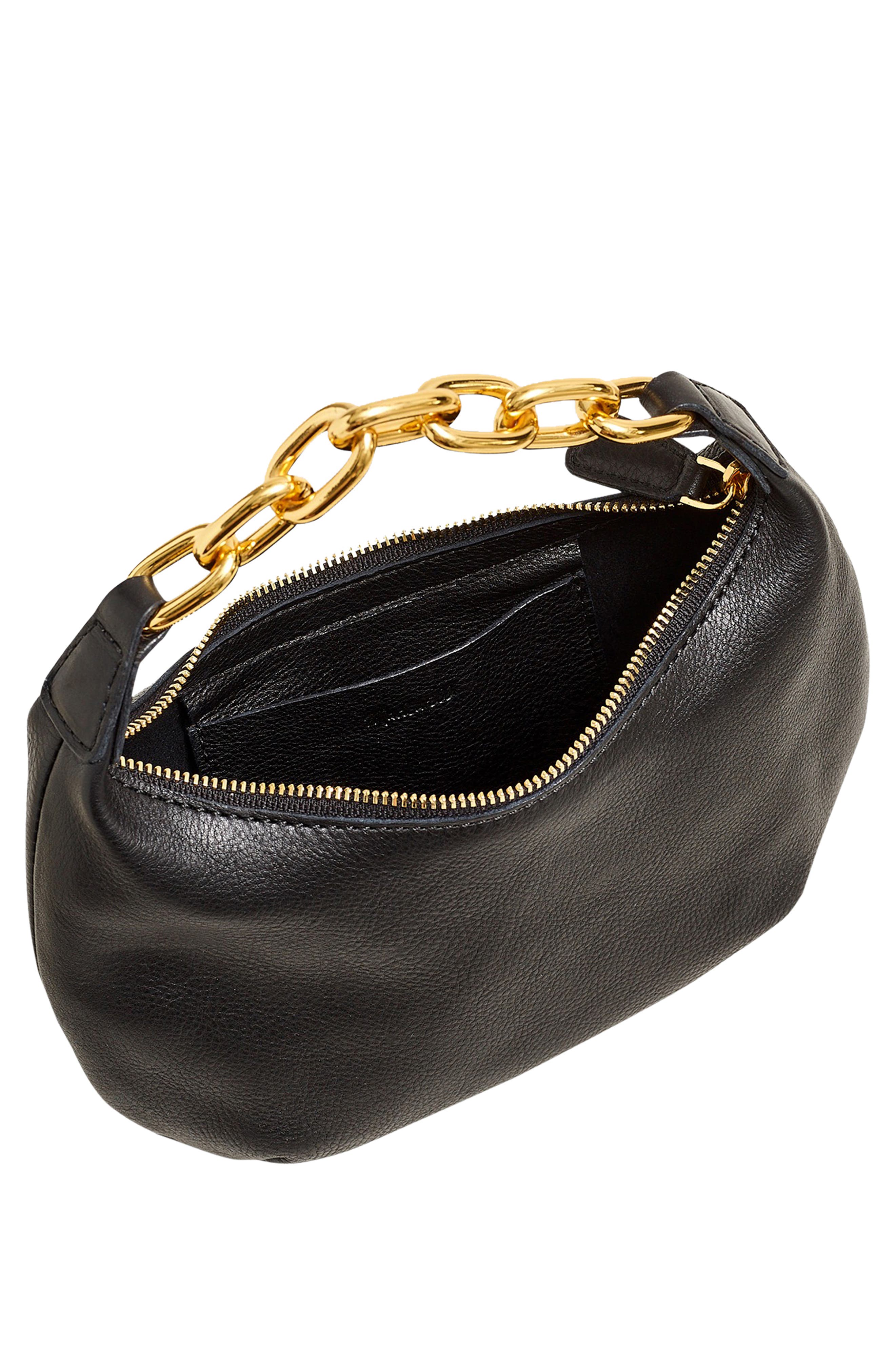 Madewell Micro Chain Handle Leather Hobo Bag, Alternate, color, 