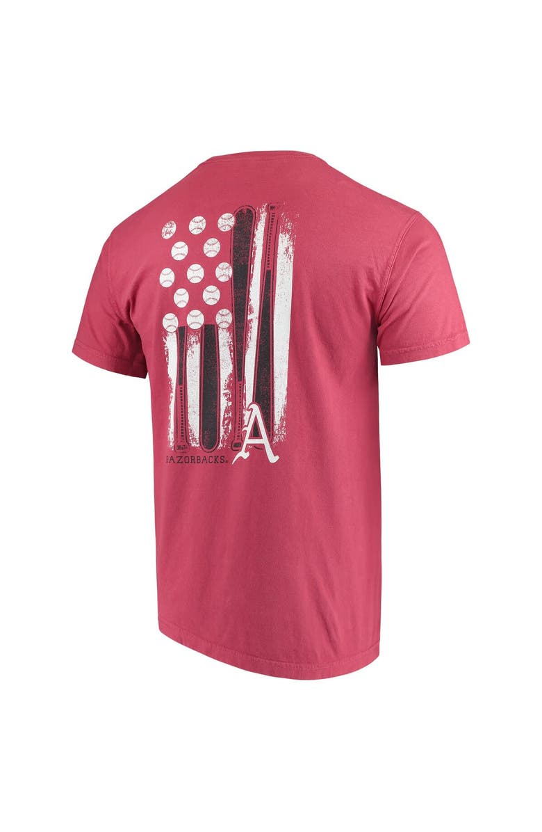 IMAGE ONE Men's Cardinal Arkansas Razorbacks Baseball Flag Comfort Colors T-Shirt, Alternate, color, 