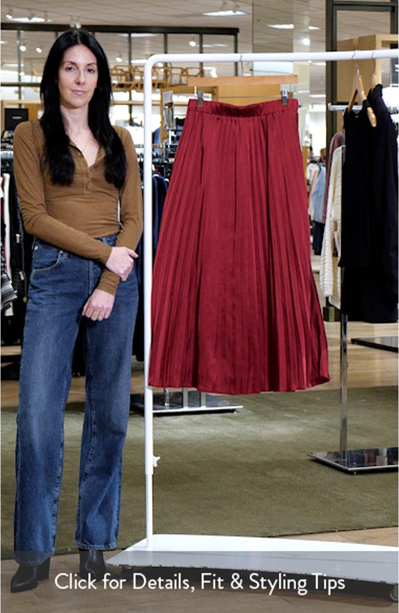 Lysandra Pleated Satin Maxi Skirt, sales video thumbnail