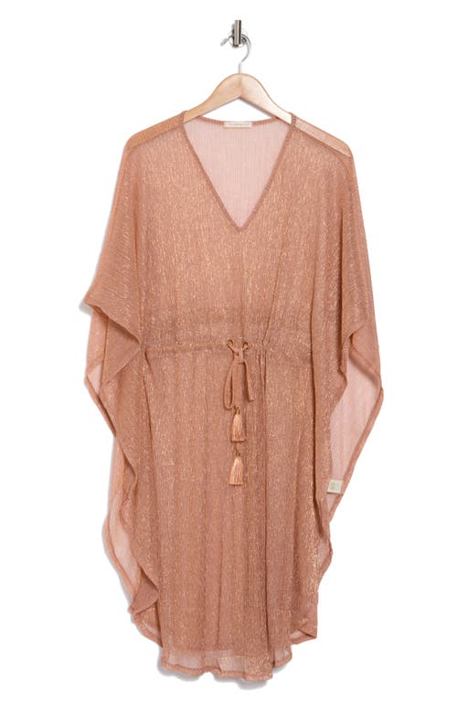 Area Stars Metallic Drawstring Waist Poncho In Rose Gold