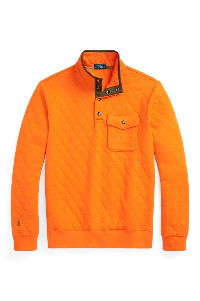 Quilted Double Knit Quarter Snap Pullover, Alternate, color, SAILING ORANGE MULTI