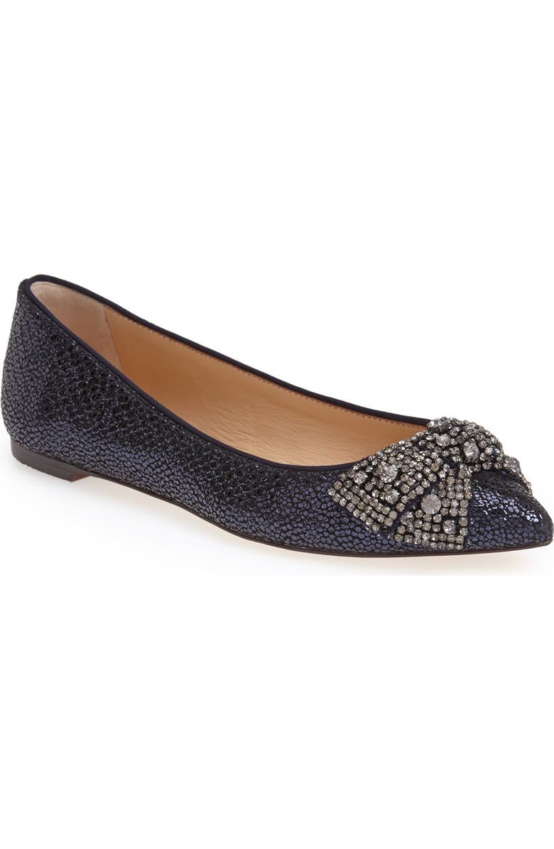 Tory Burch 'Vanessa' Crystal Bow Pointy Toe Flat, Main, color,