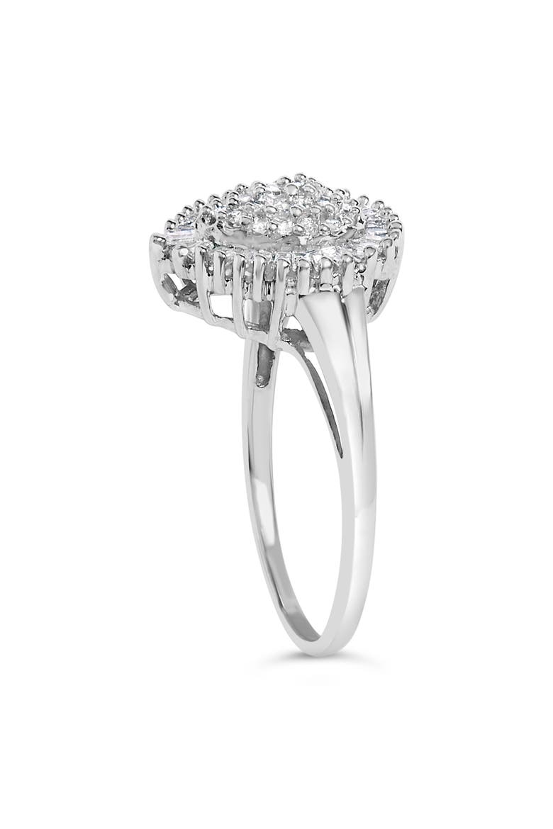 10K Gold 1/2 Cttw Diamond Domed Pave and Cluster Halo Cocktail Ring, Alternate, color, White