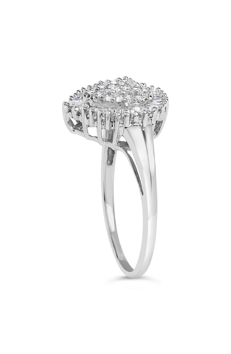 Haus of Brilliance 10K Gold 1/2 Cttw Diamond Domed Pave and Cluster Halo Cocktail Ring, Alternate, color, White