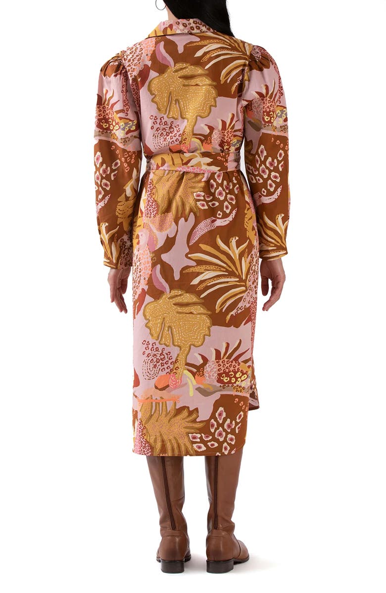 Celina Moon Elaine Long Sleeve Shirtdress, Alternate, color, Pink/ Red