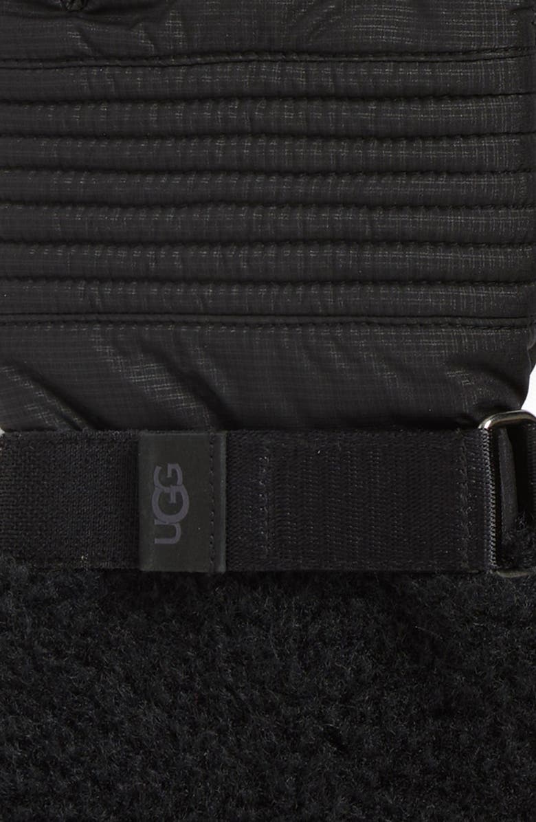 UGG<sup>®</sup> Metropeak Water Resistant Mixed Media Leather Gloves, Alternate, color, Black