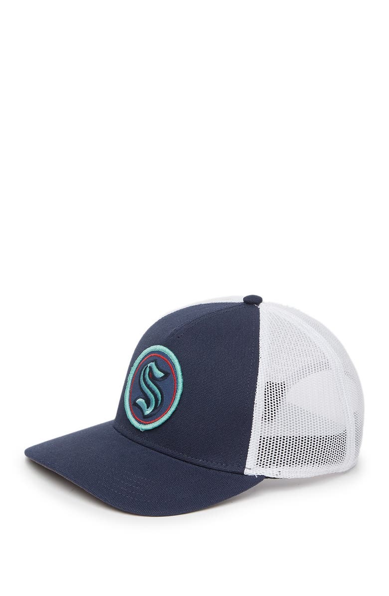American Needle NHL Seattle Krakin Valin Mesh Baseball Cap, Main, color, White - Navy