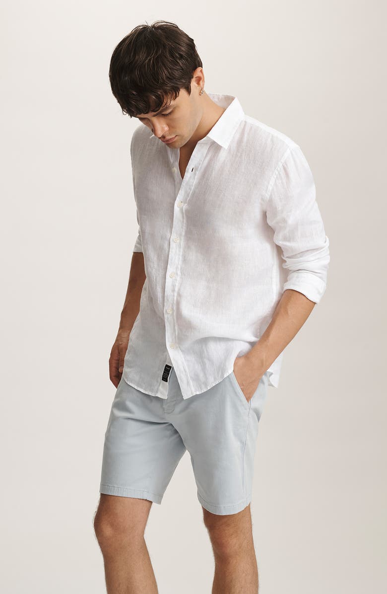 Mavi Jeans Noah Flat Front Stretch Twill Shorts, Alternate, color, Ice Blue Casual Twill