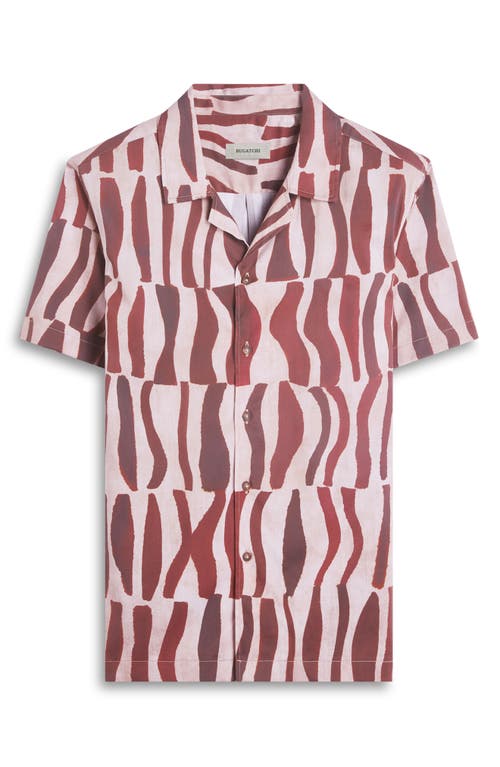 Bugatchi Jackson Abstract Print Stretch Cotton Camp Shirt In Brown
