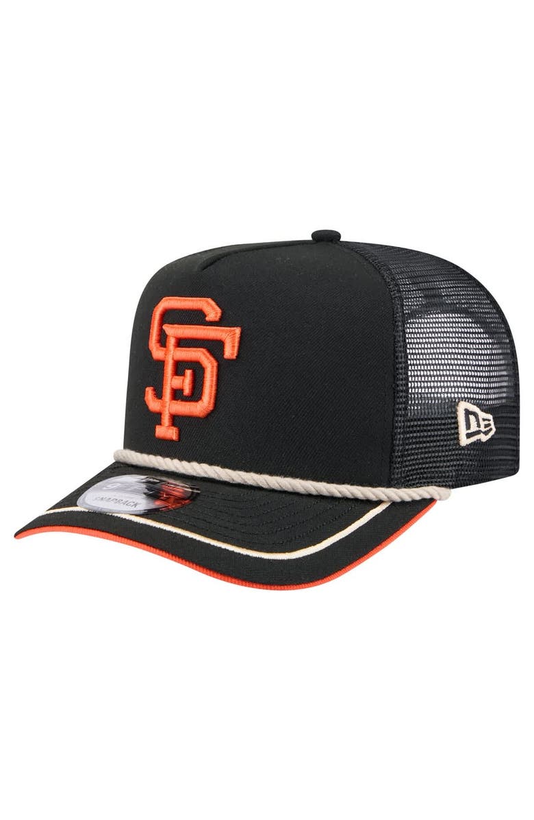 New Era Men's New Era Black San Francisco Giants Vintage Rope Trucker A-Frame 9FIFTY Adjustable Hat, Main, color, 