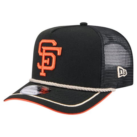 Men's New Era Black San Francisco Giants Vintage Rope Trucker A-Frame 9FIFTY Adjustable Hat