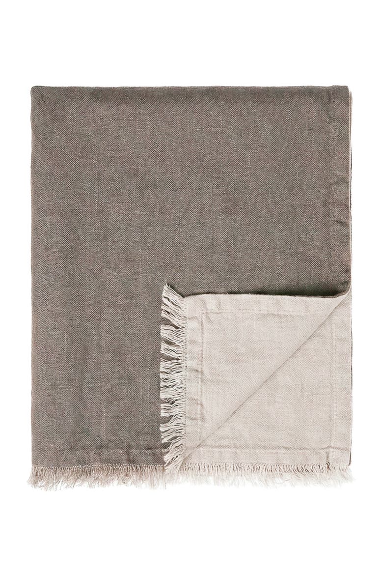 Reversible Linen Fringe Throw, Main, color, Mocha Brown