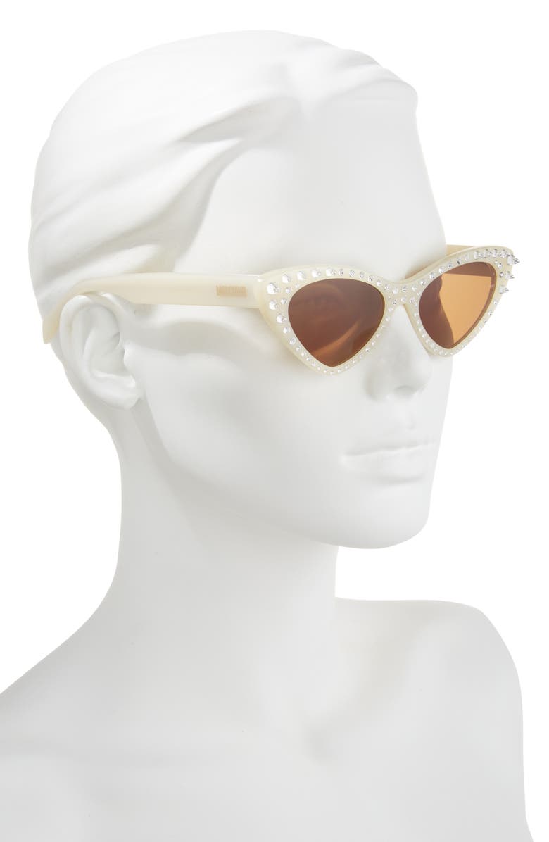 Moschino 52mm Cat Eye Sunglasses, Alternate, color, Ivory