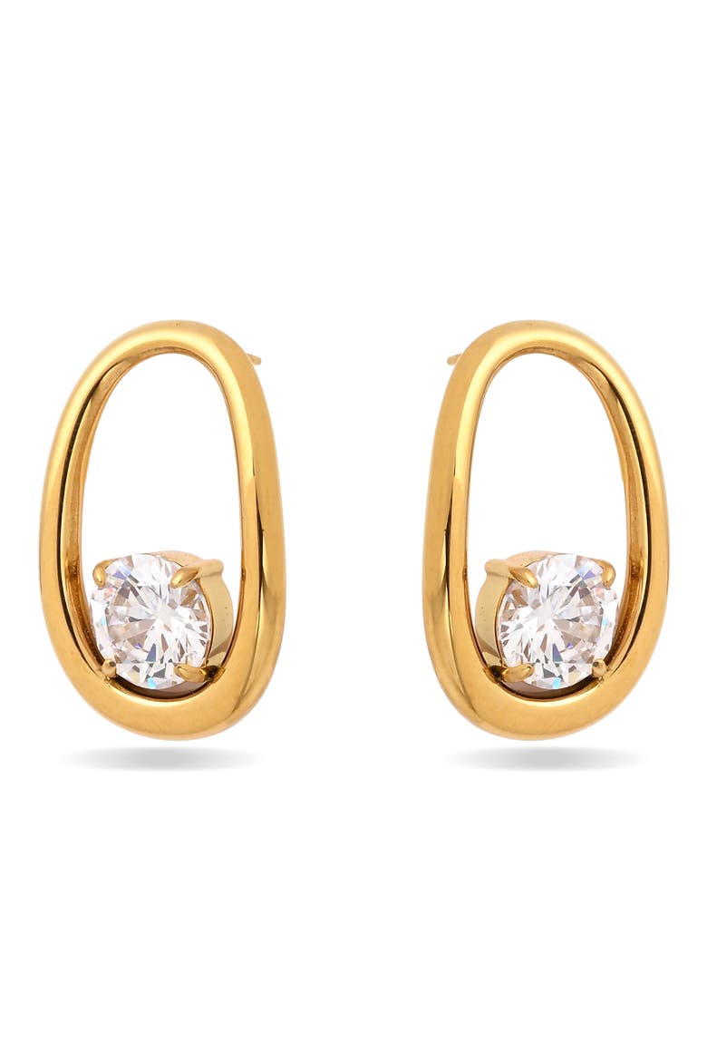 Forma Cubic Zirconia Oval Stud Earrings, Alternate, color, GOLD