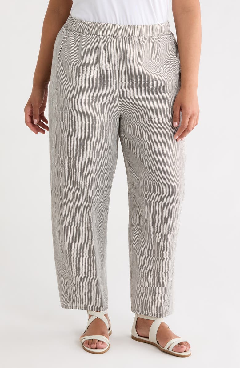 Eileen Fisher Ankle Length Lantern Linen Blend Pants, Main, color, Wren