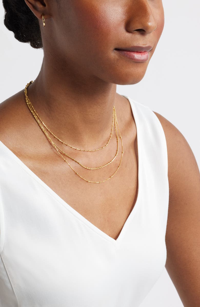 Nordstrom Demi Fine Tiered Station Chain Necklace, Alternate, color, 14K Gold Plated